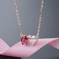 wholesale S925 silver Korean fashion minimalist love heart necklace women Taobao same style zircon inlaid creative heart-shaped collarbone chain wholesale-0-5