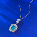 wholesale S925 silver micro-paved Paraiba necklace for women, vintage-style pendant, European and American new jewelry collection-0-2