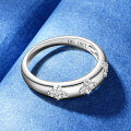 S925 Sterling Silver Triple Lucky Clover Moissanite Ring-0-2