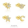 wholesale S925 Sterling Silver FarFan Star Moon Sun Planet Stud Earrings Women-0-1