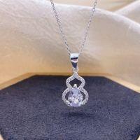 wholesale 999 Silver Original Maker's White Jade Pendant with Auspicious Clouds, Ruyi, and Gourd, Trending Four-Leaf Clover Pendant with Niche Design-Dripping Gourd Single Pendant Pure Silver