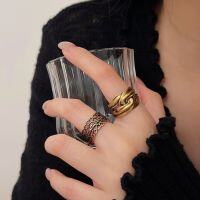 wholesale S925 Sterling Silver Heavy Work Geometric Irregular Ancient Gold Open Ring for Women, Korean New Retro Style Ring-Lace model (sterling silver)