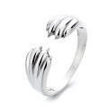 wholesale S925 Sterling Silver Korean-style Creative Cute 3D Cat Paw Hug Adjustable Ring Trendy Fashion-0-4