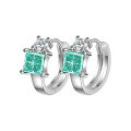 wholesale S925 Sterling Silver Princess Cut Moissanite Women's Ear Clips Colorful Silver Jewelry Earrings-0-7