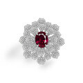 wholesale S925 silver new 2ct oval-shaped lab-grown ruby 7*9 hand bouquet ring with luxurious full diamond setting-0-5
