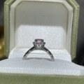 wholesale 925 Sterling Silver Cross-Border Hot-Selling 1ct 5*7mm Emerald Cut Pink Moissanite Ring for Women in Cherry Pink-0-2