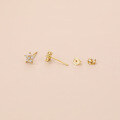 wholesale S925 Sterling Silver Small Petal Colored Zircon Earrings For Women, Elegant Cross-border Floral Design-0-1