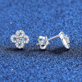 Sterling Silver Moissanite Four-Leaf Clover Earrings, Fashionable and Minimalist-0-0