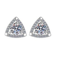 S925 Sterling Silver Moissanite Triangle Earrings-【Super Sparkling Zircon】5mm+5mm Stud Earrings