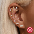 wholesale S925 Sterling Silver Diamond-Studded Fringe Flat Helix Cartilage Earrings, Popular in Europe and America, High-End Opal Jewelry-0-2