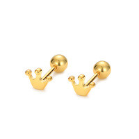 wholesale  S925 Sterling Silver Princess Crown Stud Earrings for women-S925 Gold