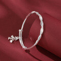 wholesale 999 Sterling Silver Blooming Bell Bracelet Pure Silver Möbius Ring Bangle Light Luxury Bamboo Pattern Peace Wristband-0-2