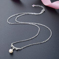wholesale S925 silver Korean fashion elegant and trendy pearl collarbone chain for women, creatively simple with shell pearl, wholesale-0-1
