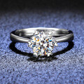 925 Silver 1-Carat Snow Moissanite Ring, Classic Six-Prong Direct Sale-0-3