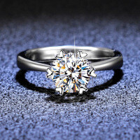 925 Silver 1-Carat Snow Moissanite Ring, Classic Six-Prong Direct Sale-1 carat (empty setting)  Hong Kong number 17