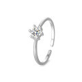 wholesale S925 Sterling Silver Six-prong Zircon Open Adjustable Ring For Women,-0-6