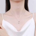 S925 Sterling Silver 50-Point Moissanite Love Heart Pendant Necklace-0-2
