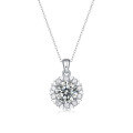 wholesale S925 Sterling Silver Necklace with 5 Carat Moissanite Romantic Snowflake Pendant Including Chain Gift Jewelry Source Direct Wholesale-0-5