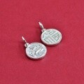 wholesale S925 Sterling Silver Fu Character Round Pendant Charm for Bracelet Necklace DIY Handmade Jewelry Accessories-0-6