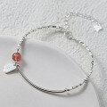 wholesale S925 Silver Fresh Sweet Ins Style Niche Design Strawberry Quartz Broken Silver Character Tag Bracelet S7246-0-2