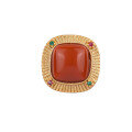 wholesale S925 gold-plated silver with natural red agate and zirconia inlaid square red agate through-hole accessories for DIY handmade jewelry-0-4