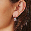 wholesale S925 Sterling Silver Geometric Design Pink Zircon Earrings Women's New High-end Ear Jewelry-0-2