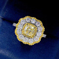 wholesale 18K Gold 2ct Radiant Yellow Diamond Center Stone Ring for Women, Luxurious Simulated Diamond Ring, Drop Shipping-0-2
