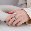 wholesale S925 Sterling Silver Textured Crinkle Ring Metal European and American Fashion Index Finger Ring Cross-Border Live Streaming Best Seller-0-1