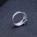 wholesale S925 Silver Natural Topaz Ring Fashion Minimalist Light Luxury with 16 Carat Natural Blue Gemstone-0-3