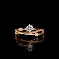 Sterling Silver Four-Prong 1-Carat Moissanite Women's Cross Vine Wedding Ring for Cross-Border Live Streaming-0-1