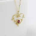 wholesale 18K gold jewelry wholesale source heart-shaped luxurious ruby full-cut diamond necklace-0-3