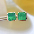 wholesale S925 silver new European and American style simulated emerald earrings for women, 3 carats, bezel-set with silver edges-0-2