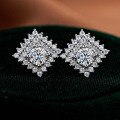 S925 Silver Moissanite Square Earrings with LuxeUnisex Setting-0-4