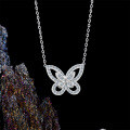 S925 Sterling Silver Shimmering Butterfly Necklace for Women, Light Luxury Summer Student Gift-0-1