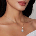Metal Pendant Necklace with D Color Moissanite, Waterdrop Hollow Design-0-1
