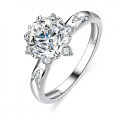 Silver Moissanite Ring Six-Prong Flash Diamond-0-2
