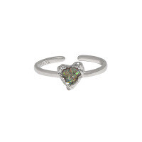 wholesale S925 Sterling Silver Original Niche Design Irregular Textured Heart Shape Drip Glaze Open Ring for Women-Platinum [No. 15/Adjustable]