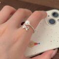 wholesale 925 Sterling Silver Swarovski Pearl Bow Ring Women Korean Summer New Ins Trendy Minimalist Cool Ring-0-5