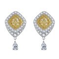 wholesale S925 Sterling Silver New Designer High Carbon Diamond 6*6 Yellow Diamond Stud Earrings for Women Light Luxury Jewelry-0-4