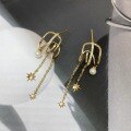 wholesale S925 sterling silver three-layer tassel star earrings, gentle and fairy-like, with a personalized design for women-0-3