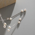 wholesale S925 Sterling Silver 680 Korean Version Ins Small Design Minimalist Versatile Double-Layer Freshwater Pearl Texture Necklace for Women-0-2
