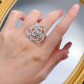 wholesale S925 Silver Camellia Ring for Women, Rose Flower Ring with Minimalist and Elegant Style, Fashionable and Sophisticated-0-3