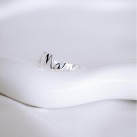 wholesale Metal S925 Sterling Silver Vintage Letter "Mama" Ring for Women Mother's Day Adjustable Opening Cross-Border Festival Gift-BZ0805-White Gold Adjustable opening
