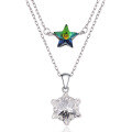 wholesale S925 Sterling Silver Cross-Border Star Necklace Korean Style Fashion Creative Crystal-Inlaid Snowflake Collarbone Pendant Factory Wholesale-0-4