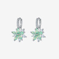 wholesale 925 Sterling Silver Flower Ear Clips for Women, Korean Style Small and Unique Design Ice Crystal Frost Flower Earrings, Fashionable and Minimalist Summer Ear Accessories-0-0