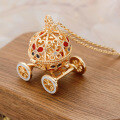 wholesale S925 Silver Plated with 14K Gold Japanese Retro Miniature Style Three-Dimensional Pumpkin Carriage Necklace, Dunli Jewelry Spring New Collection-0-3