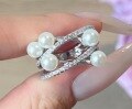 wholesale 925 Silver Round White Pearl 5mm Floral Design Women's Ring from ShiPei Jewelry Seasonal New Collection-0-2