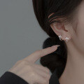 wholesale S925 Sterling Silver Sweet Ear Clips for Women, Korean Style Fresh and Delicate Cross Earrings with Inlaid Diamonds for Summer M00305-0-1