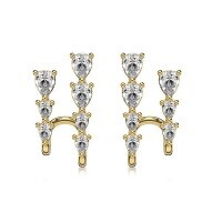 wholesale S925 Sterling Silver Cross-Border European and American Pearl-Studded Arc Geometric Zircon Elegant Stud Earrings for Women with Silver Needles-Gold and white diamonds DY1D0374-SG-WH>925 silver