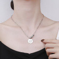 wholesale S925 Sterling Silver Unisex Korean Retro Chic Style Donut Element Accent English Round Pendant Necklace-0-2